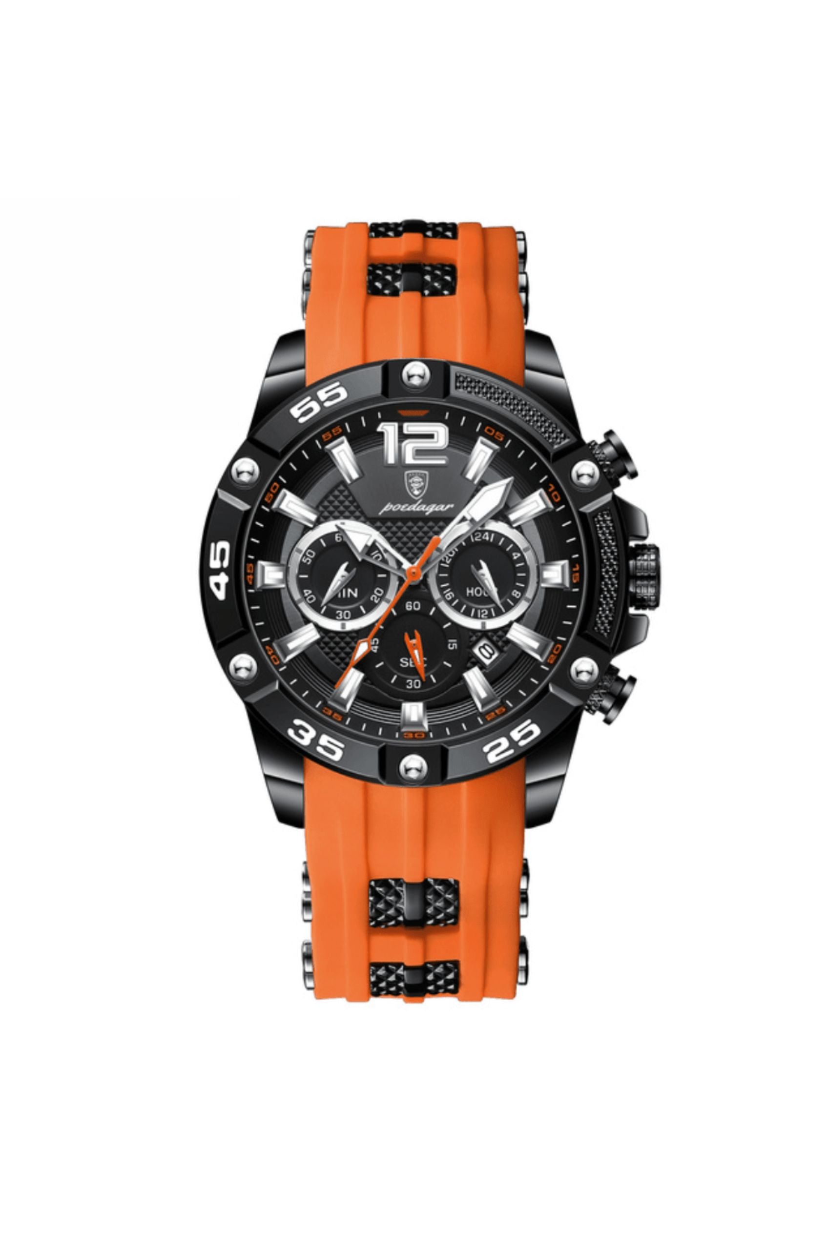 Men’s Watch — Sport - Orange Strap | Black Dial | Black Case - Rully Official