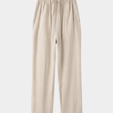 Men’s Linen Drawstring Trousers - Beige - Rully Official