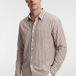 Men’s Striped Cotton Shirt - Brown/White - Rully Official