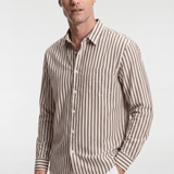 Men’s Striped Cotton Shirt - Brown/White - Rully Official