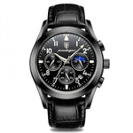Men’s Watch — Chronoforge (Leather Strap) - Black Strap | Black Dial | Black Case - Rully Official