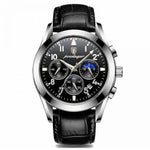 Men’s Watch — Chronoforge (Leather Strap) - Black Strap | Black Dial | Silver Case - Rully Official
