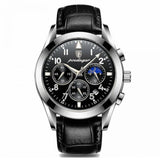 Men’s Watch — Chronoforge (Leather Strap) - Black Strap | Black Dial | Silver Case - Rully Official