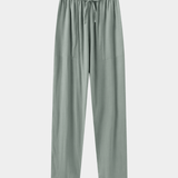 Men’s Linen Drawstring Trousers - Sage - Rully Official