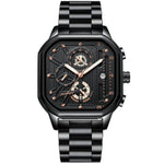 Men’s Watch — Machine - (Steel) Black Strap | Gold Accents | Black Case - Rully Official