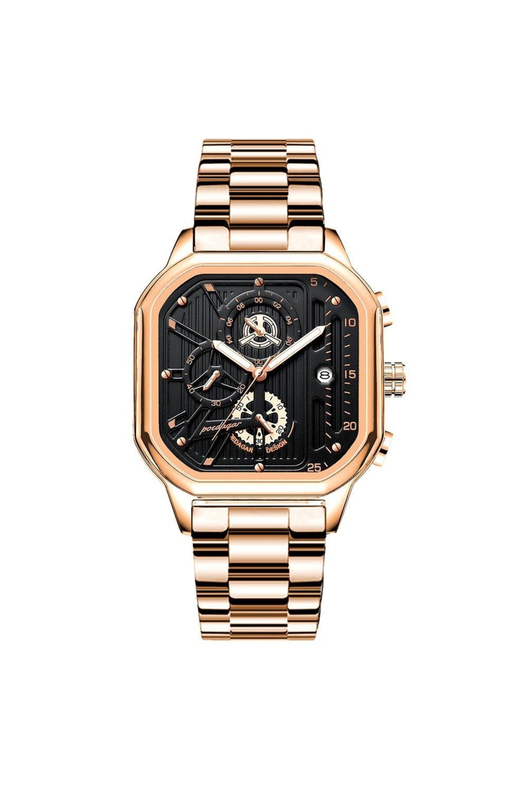 Men’s Watch — Machine - (Steel) Gold Strap | Gold Accents | Gold Case - Rully Official