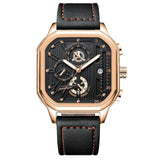 Men’s Watch — Machine - (Leather) Black Strap | Gold Accents | Gold Case - Rully Official