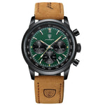 Men’s Watch — Classic Latitude - Brown Strap | Green Dial | Black Case - Rully Official