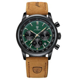 Men’s Watch — Classic Latitude - Brown Strap | Green Dial | Black Case - Rully Official