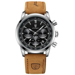 Men’s Watch — Classic Latitude - Brown Strap | Black Dial | Silver Case - Rully Official