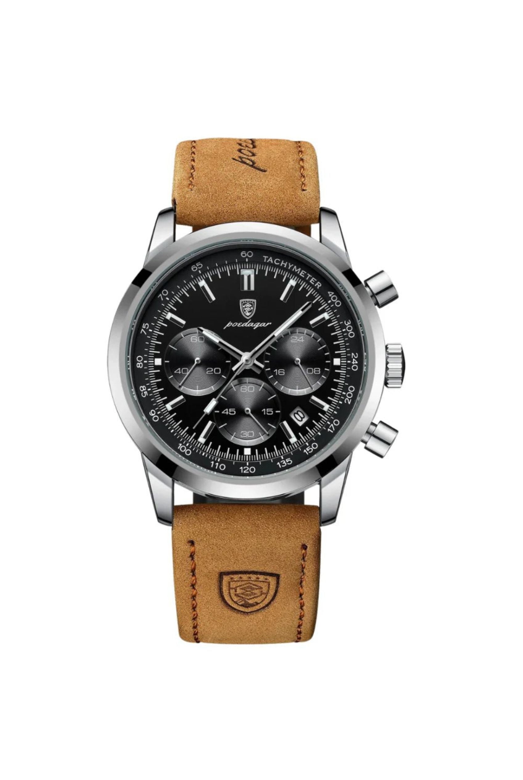 Men’s Watch — Classic Latitude - Brown Strap | Black Dial | Silver Case - Rully Official