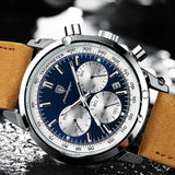Men’s Watch — Classic Latitude - Brown Strap | Blue Dial | Silver Case - Rully Official