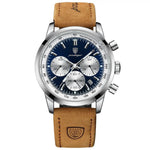 Men’s Watch — Classic Latitude - Brown Strap | Blue Dial | Silver Case - Rully Official
