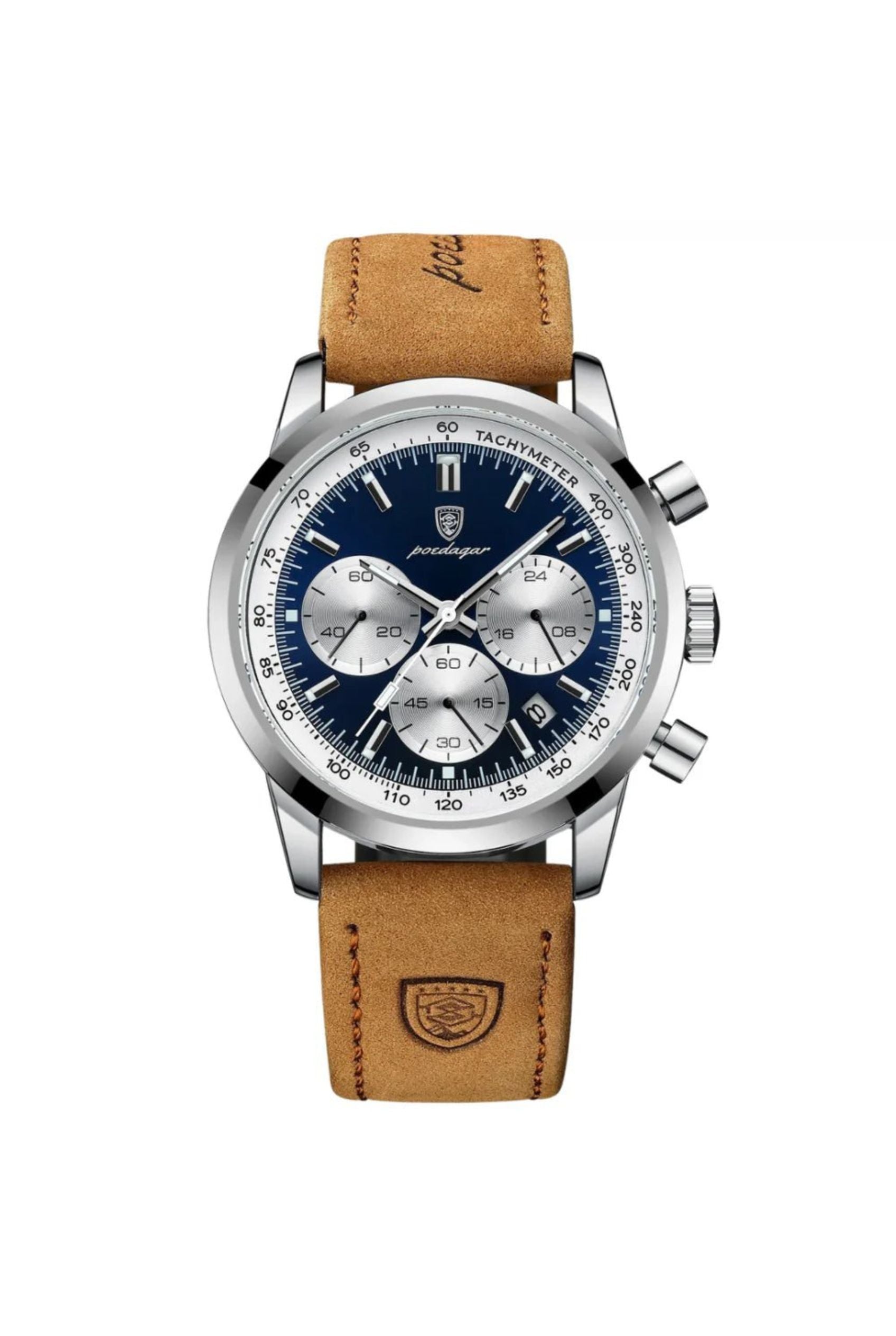 Men’s Watch — Classic Latitude - Brown Strap | Blue Dial | Silver Case - Rully Official
