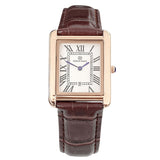 Men’s Watch — Pablo Raez (Leather Strap) - Brown Strap | White Dial | Gold Case - Rully Official