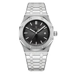 Men’s Watch — Minimal King’s Oak - Silver Strap | Black Dial | Silver Case - Rully Official