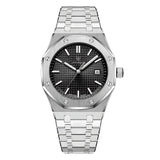 Men’s Watch — Minimal King’s Oak - Silver Strap | Black Dial | Silver Case - Rully Official