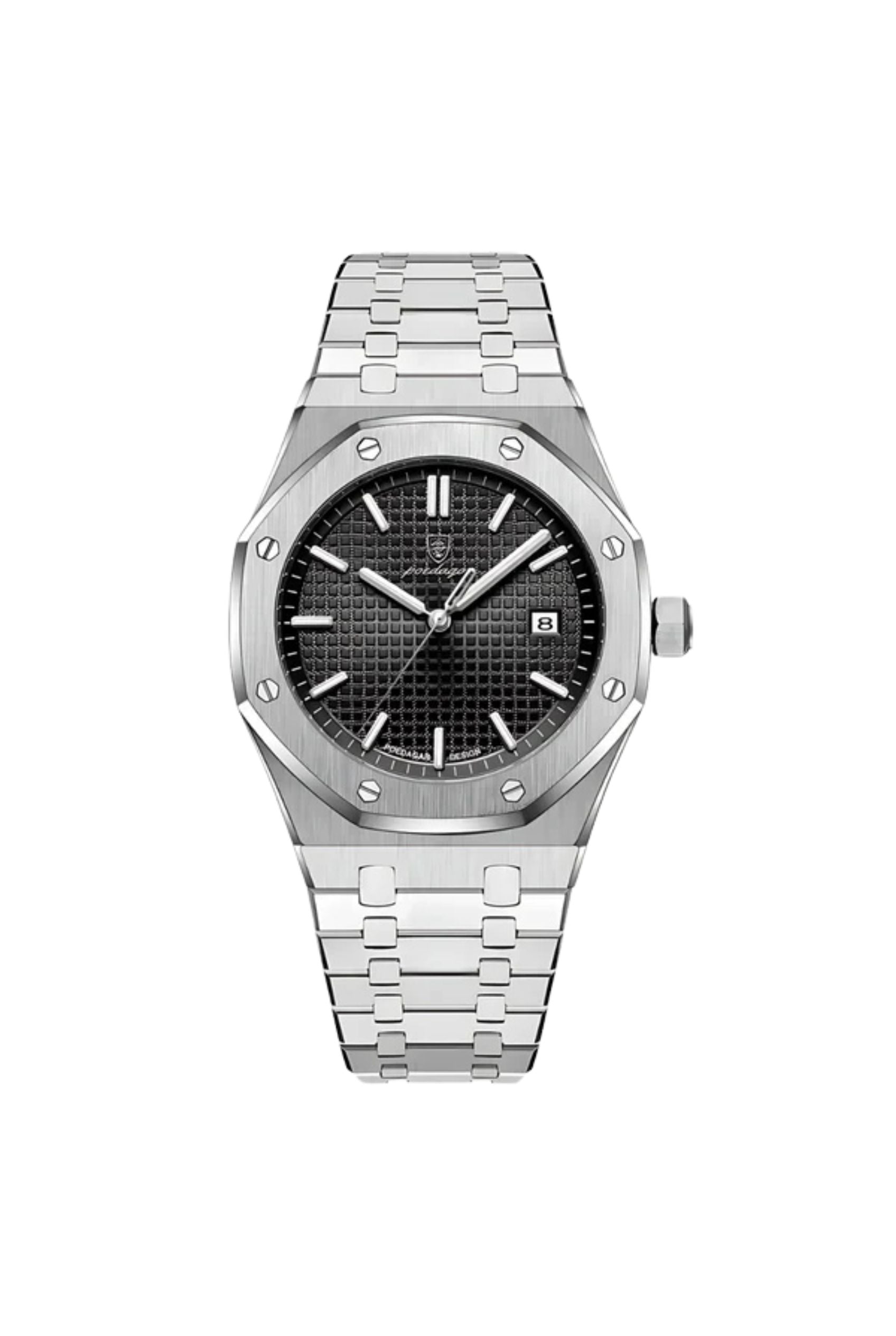 Men’s Watch — Minimal King’s Oak - Silver Strap | Black Dial | Silver Case - Rully Official