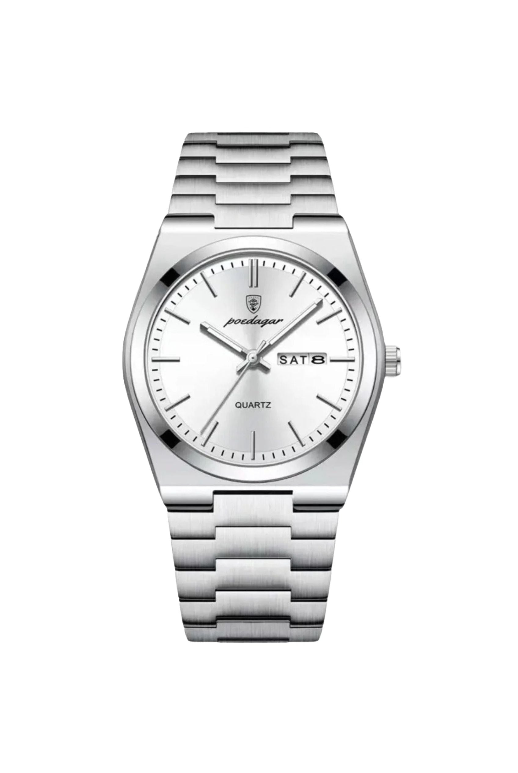 Men’s Watch — Minimal Oak - Silver Strap | White Dial - Rully Official