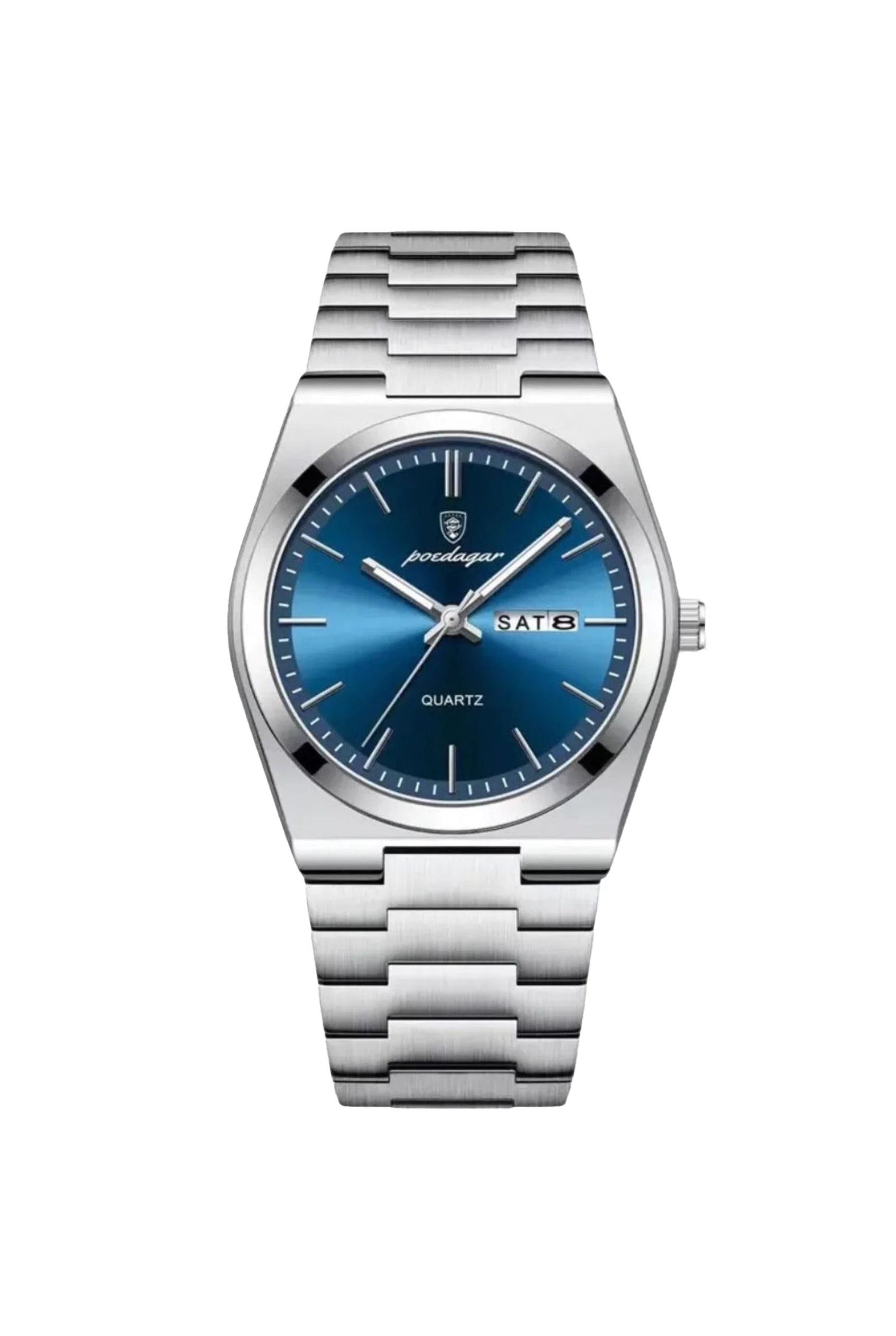 Men’s Watch — Minimal Oak - Silver Strap | Blue Dial - Rully Official