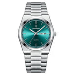 Men’s Watch — Minimal Oak - Silver Strap | Teal Dial - Rully Official