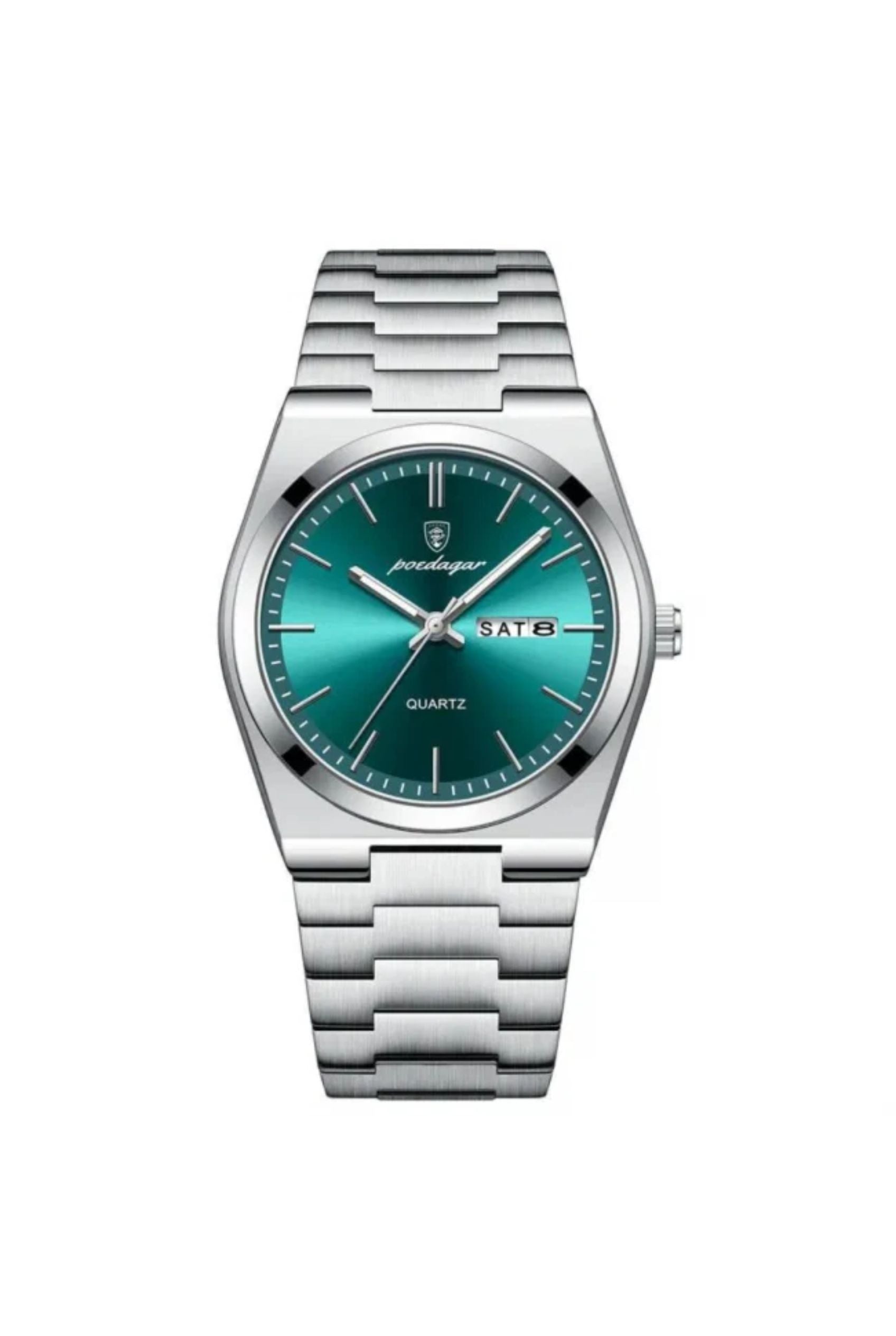 Men’s Watch — Minimal Oak - Silver Strap | Teal Dial - Rully Official
