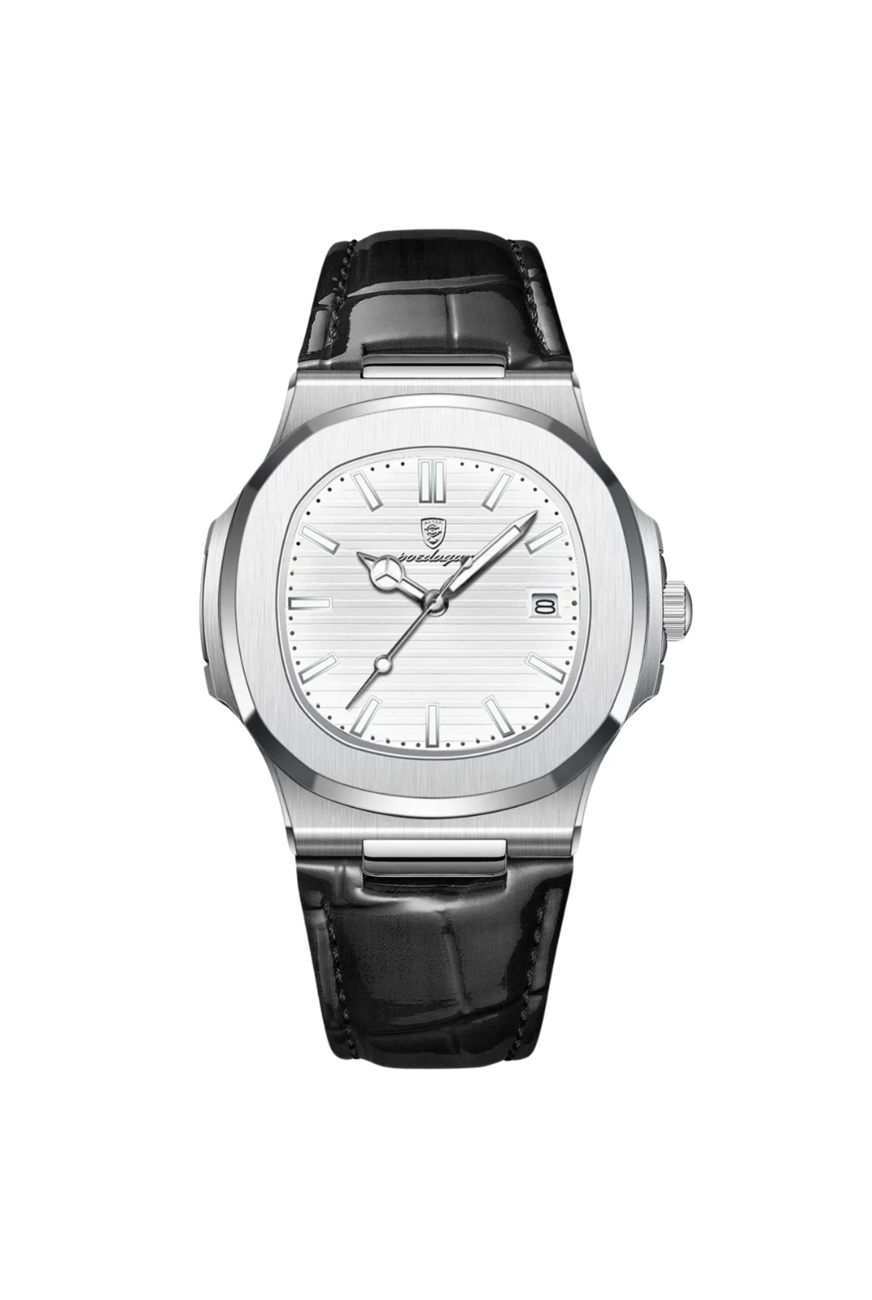 Men’s Watch — Classic Regalia - Black Strap | White Dial | Silver Case - Rully Official