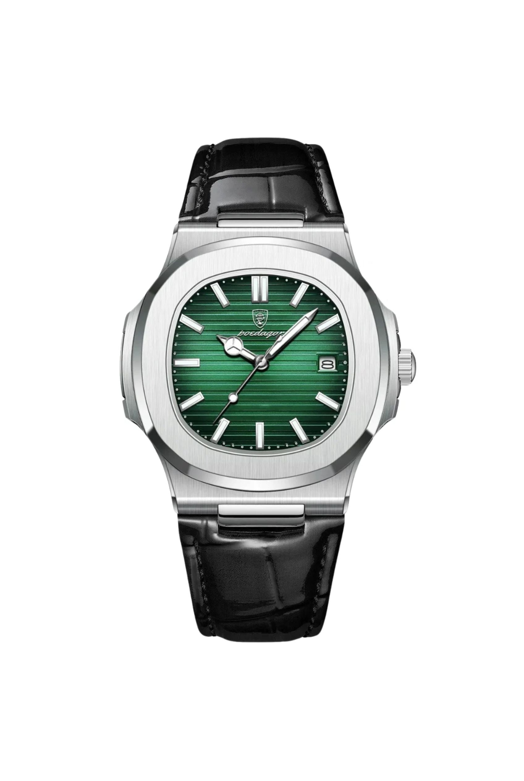 Men’s Watch — Classic Regalia - Black Strap | Emerald Dial | Silver Case - Rully Official