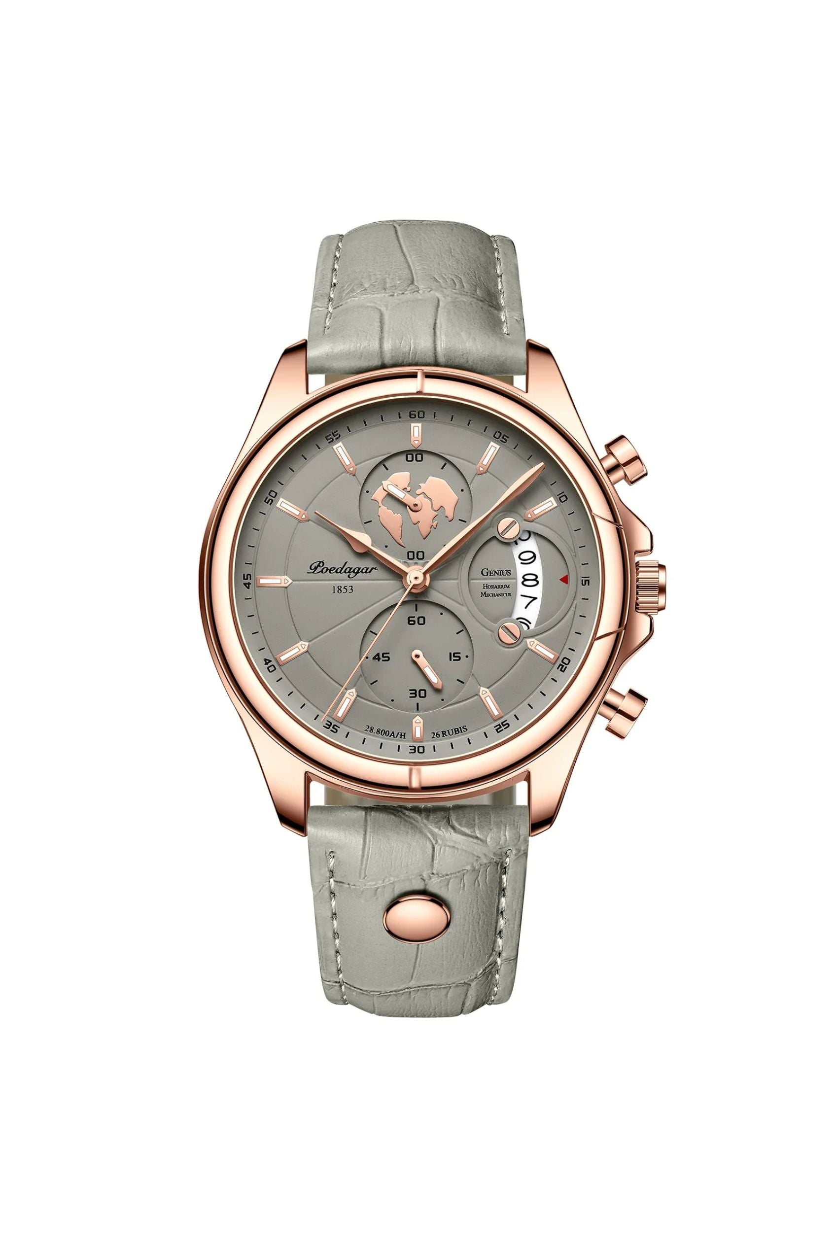Men’s Watch — Vero (Leather Strap) - Grey Strap | Grey Dial | Gold Case - Rully Official