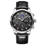Men’s Watch — Legacy (Leather Strap) - Black Strap | Black Dial | Silver Case - Rully Official