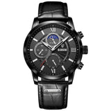 Men’s Watch — Legacy (Leather Strap) - Black Strap | Black Dial | Black Case - Rully Official