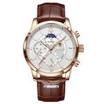 Men’s Watch — Legacy (Leather Strap) - Brown Strap | White Dial | Gold Case - Rully Official