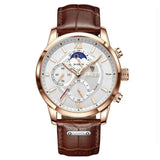 Men’s Watch — Legacy (Leather Strap) - Brown Strap | White Dial | Gold Case - Rully Official