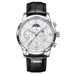 Men’s Watch — Legacy (Leather Strap) - Black Strap | White Dial | Silver Case - Rully Official