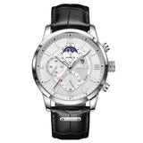 Men’s Watch — Legacy (Leather Strap) - Black Strap | White Dial | Silver Case - Rully Official