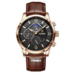 Men’s Watch — Legacy (Leather Strap) - Brown Strap | Black Dial | Gold Case - Rully Official
