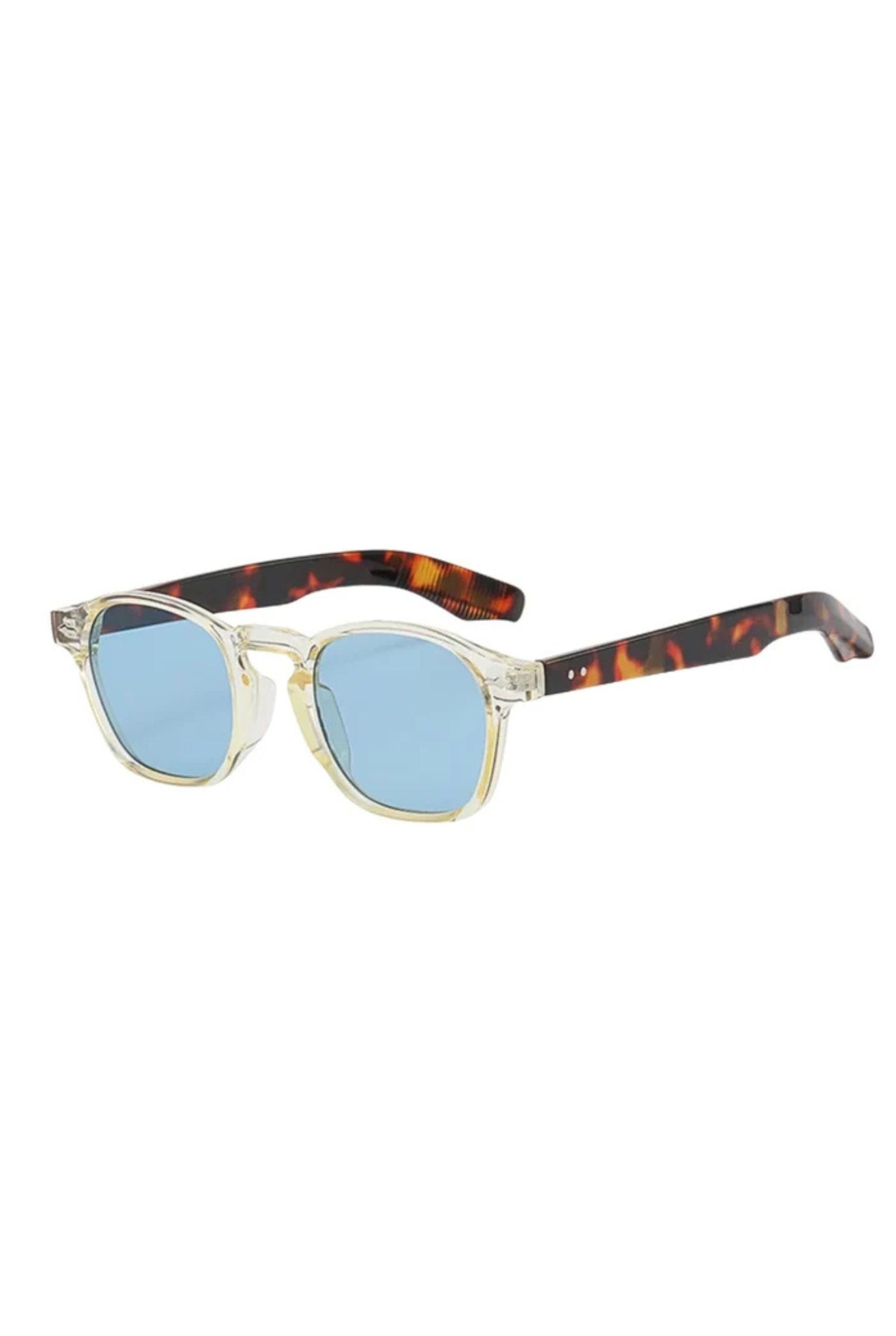 Men's Sunglasses — Porto - Crystal Cream Front | Tortoise Temples | Blue Lens - Rully Official