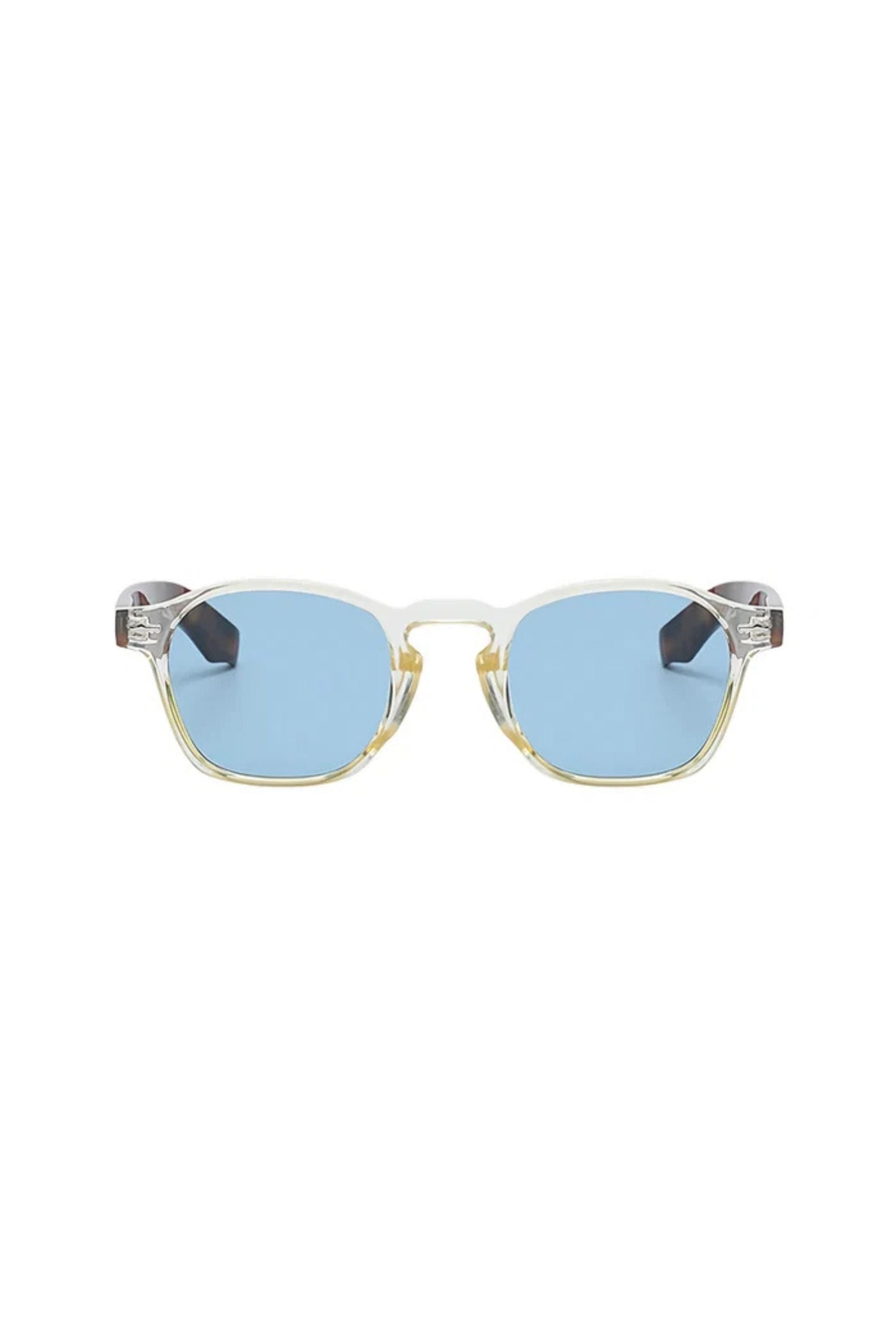 Men's Sunglasses — Porto - Crystal Cream Front | Tortoise Temples | Blue Lens - Rully Official