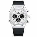 Men's Watch — The Outrider - Black Strap | White Dial | Silver Case - Rully Official