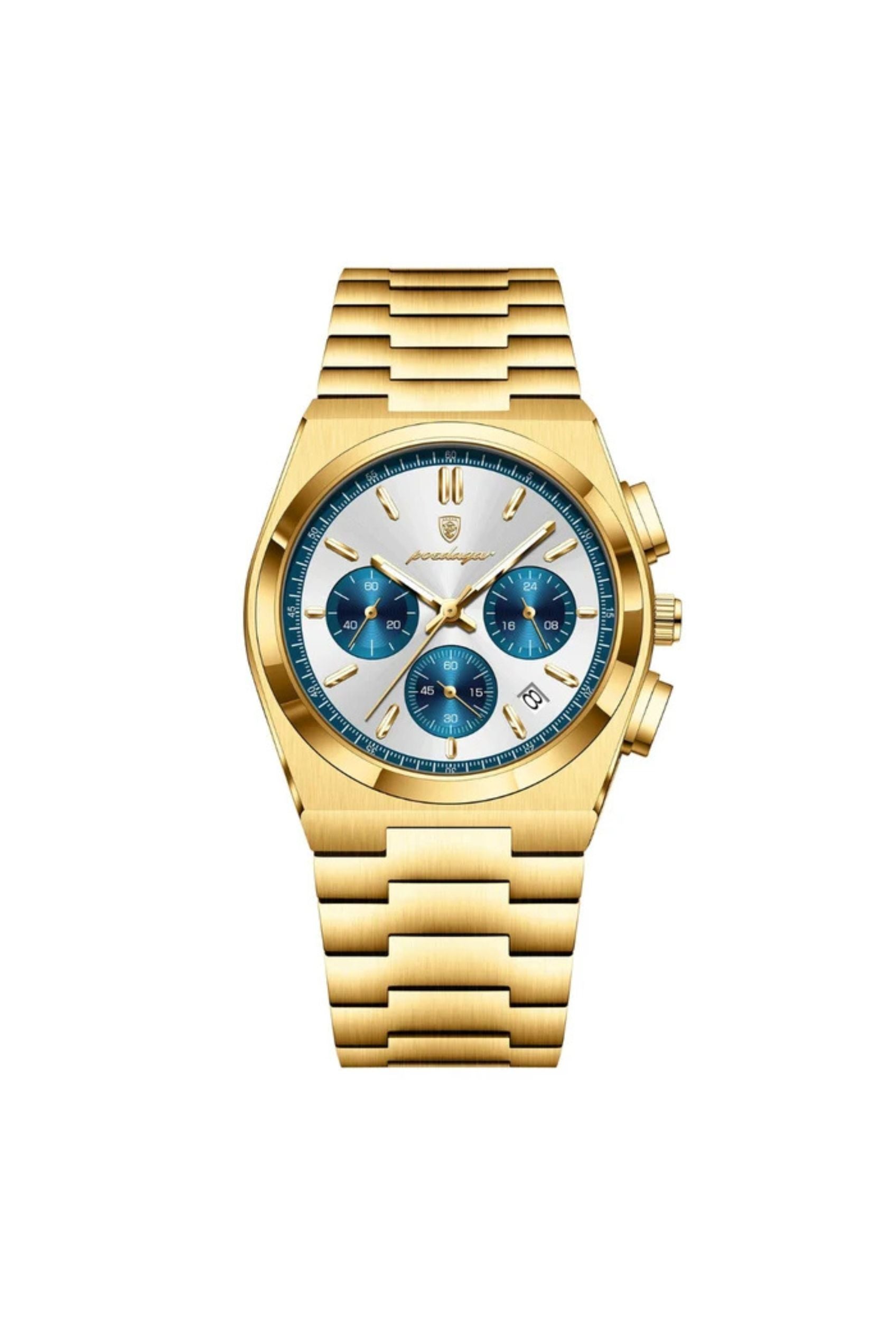 Men's Watch — The Regatta - Gold Strap | Silver/Blue Dial | Gold Case - Rully Official