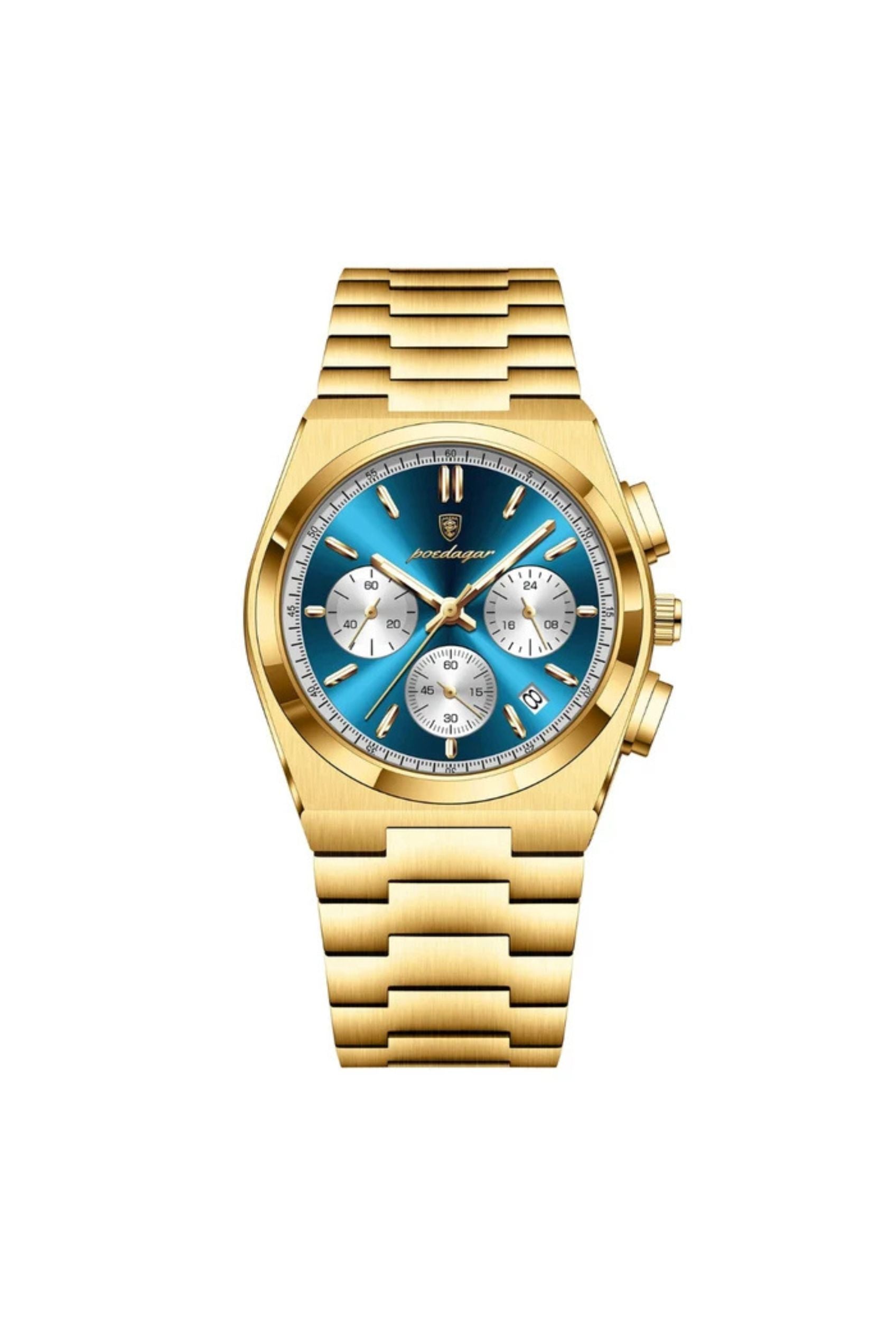 Men's Watch — The Regatta - Gold Strap | Blue/Silver Dial | Gold Case - Rully Official
