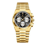 Men's Watch — The Regatta - Gold Strap | Black/Silver Dial | Gold Case - Rully Official