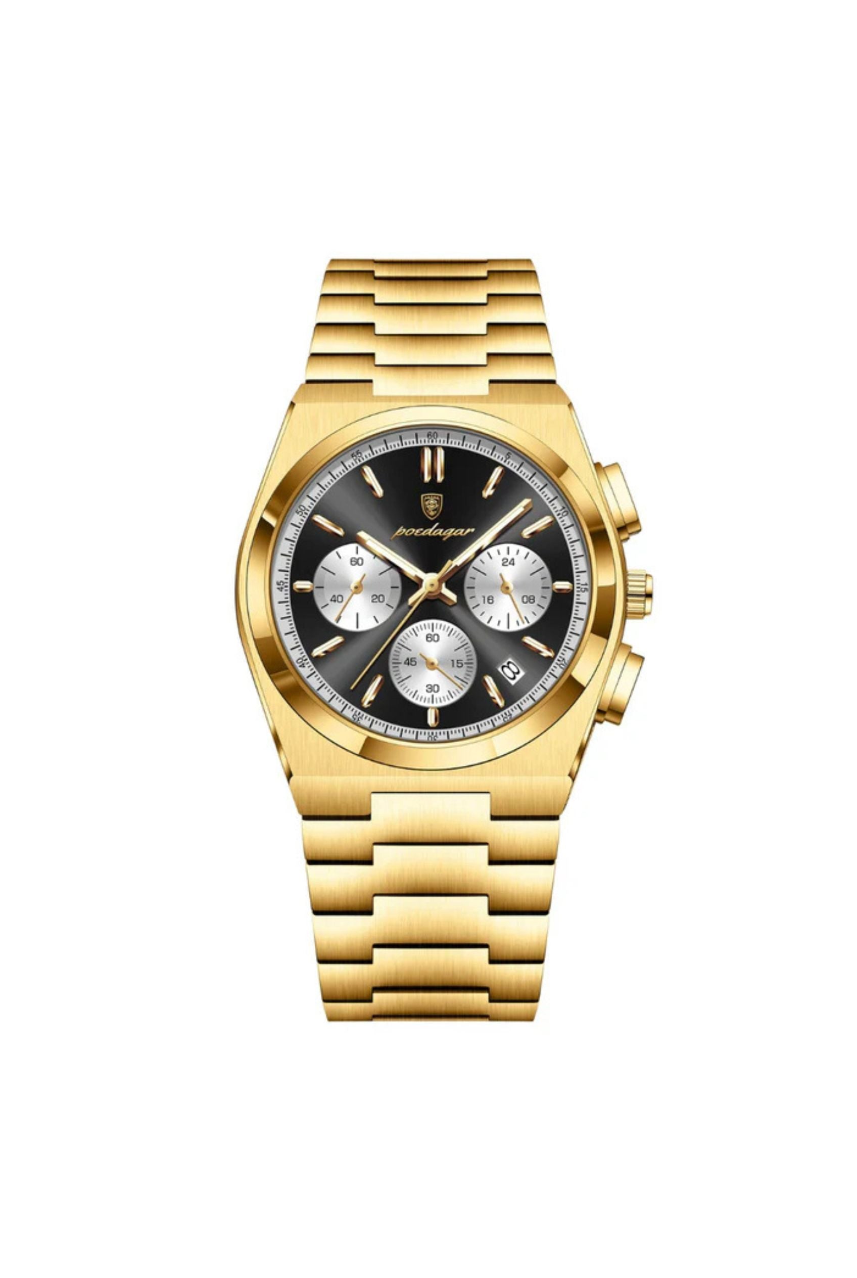 Men's Watch — The Regatta - Gold Strap | Black/Silver Dial | Gold Case - Rully Official
