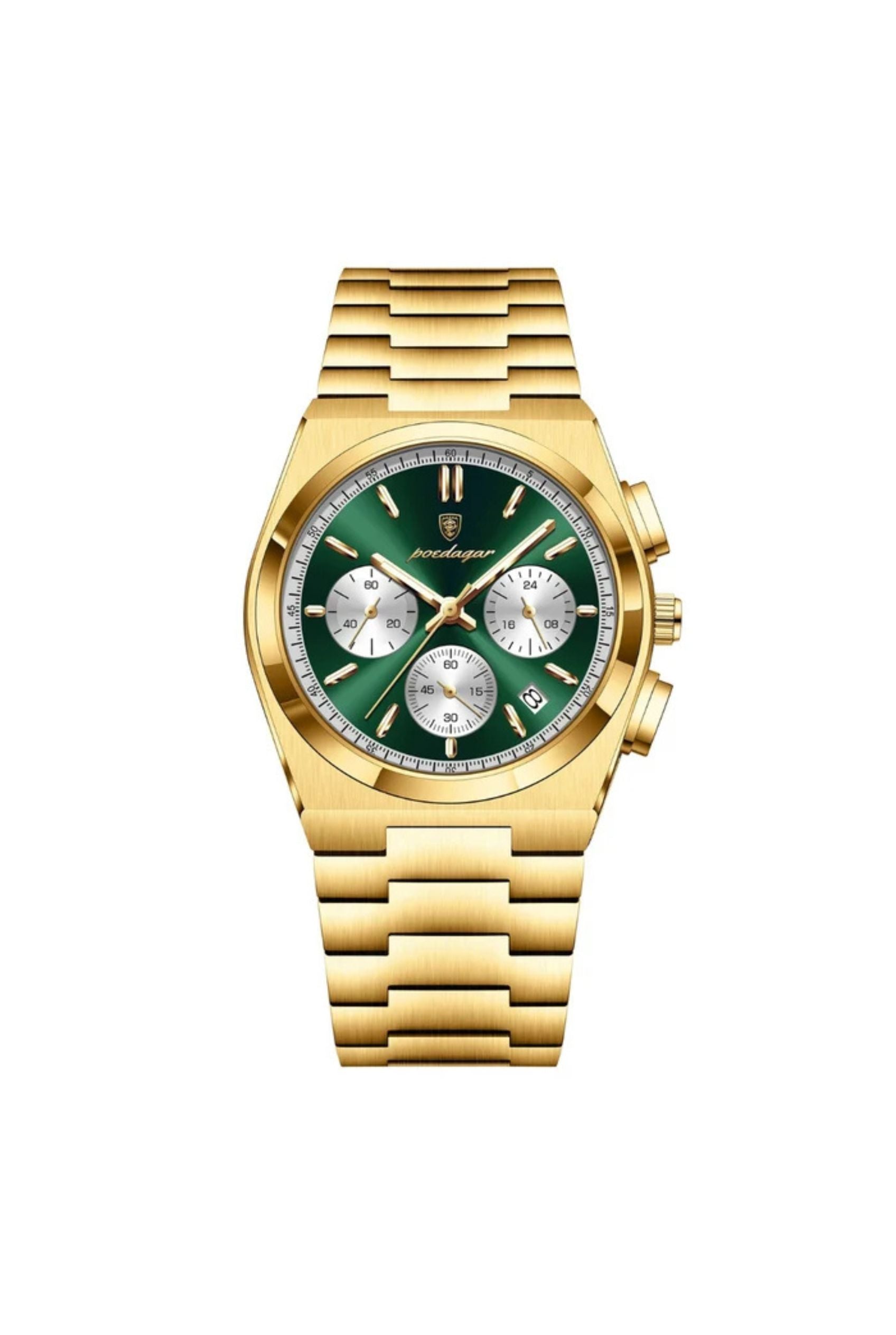 Men's Watch — The Regatta - Gold Strap | Green/Silver Dial | Gold Case - Rully Official
