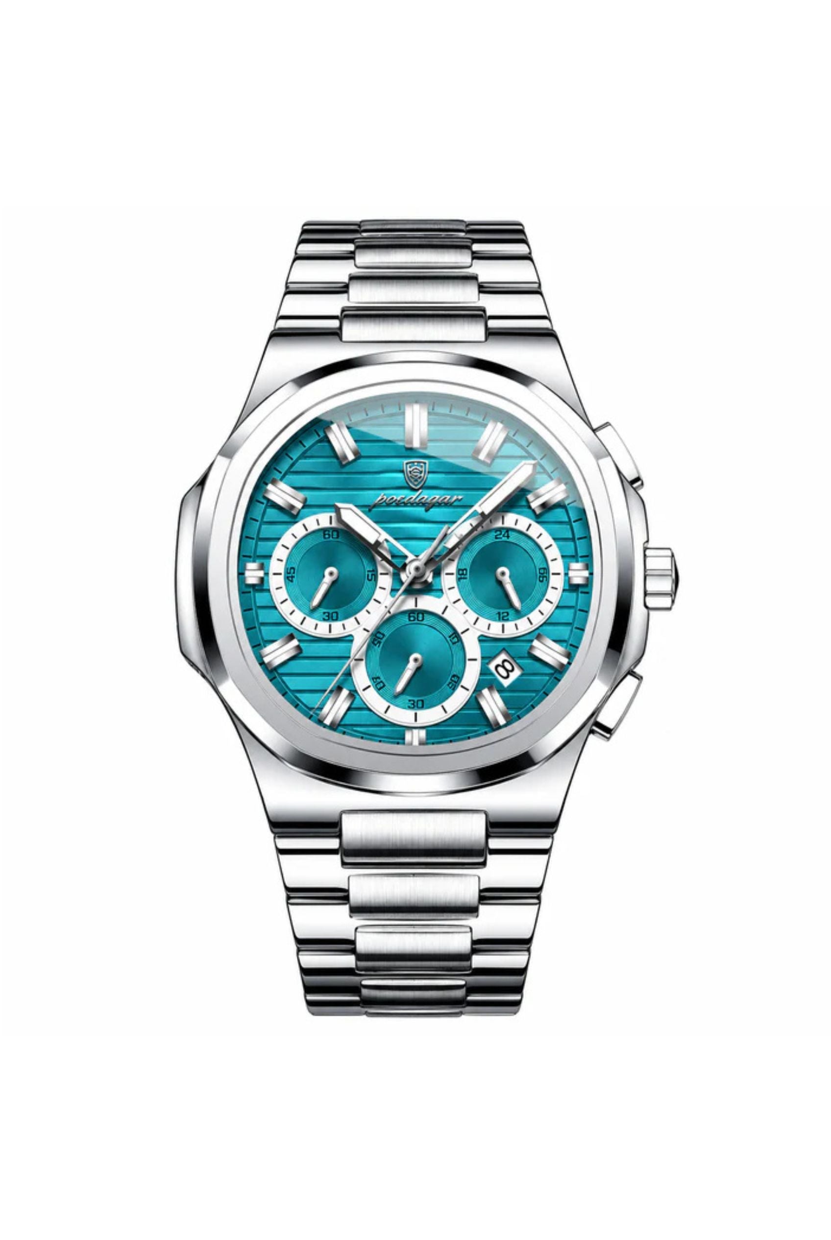 Men's Watch — The Solstice - Silver Strap | Cyan Dial | Silver Case - Rully Official
