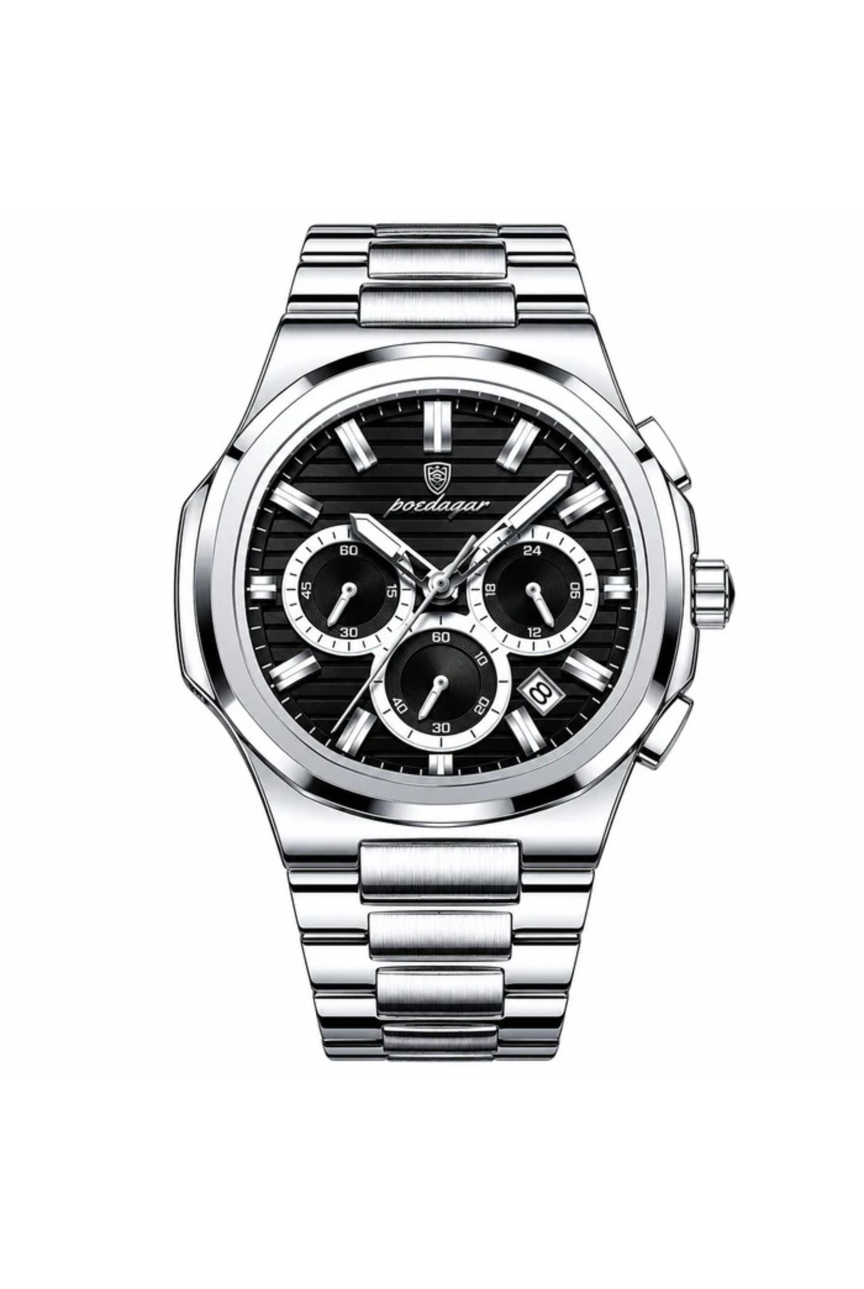 Men's Watch — The Solstice - Silver Strap | Black Dial | Silver Case - Rully Official