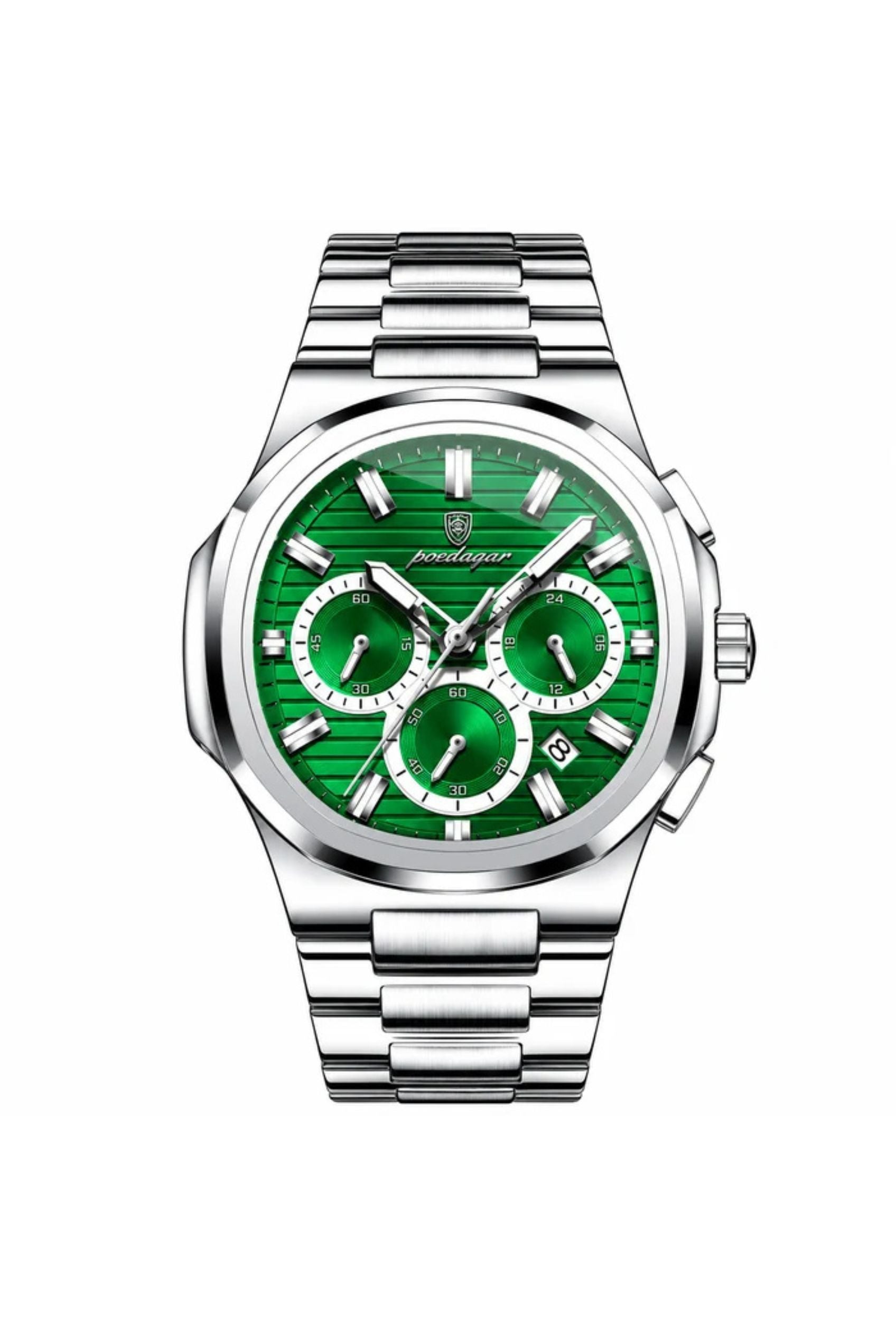 Men's Watch — The Solstice - Silver Strap | Green Dial | Silver Case - Rully Official