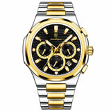 Men's Watch — The Solstice - Silver/Gold Strap | Black Dial | Gold Case - Rully Official
