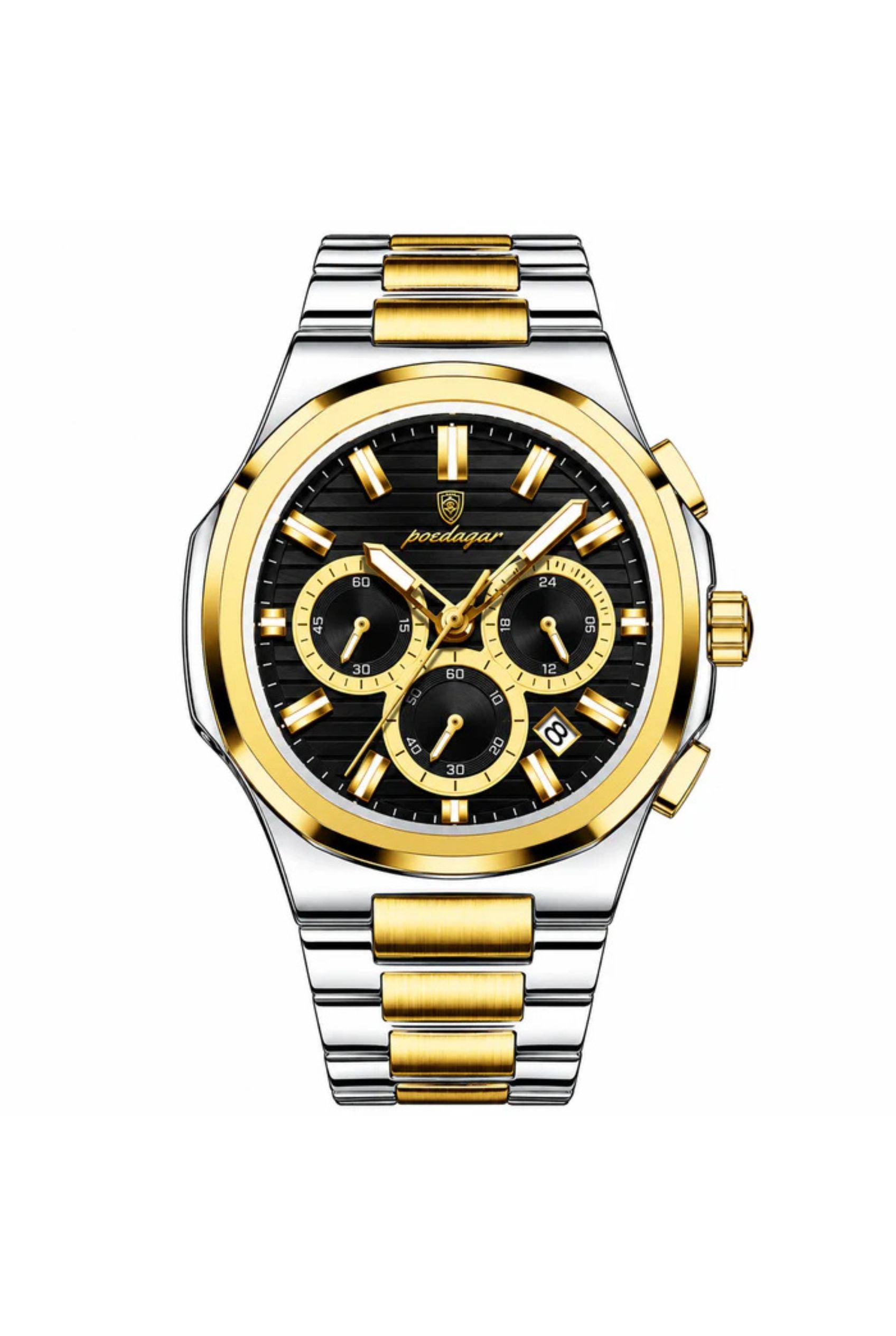 Men's Watch — The Solstice - Silver/Gold Strap | Black Dial | Gold Case - Rully Official