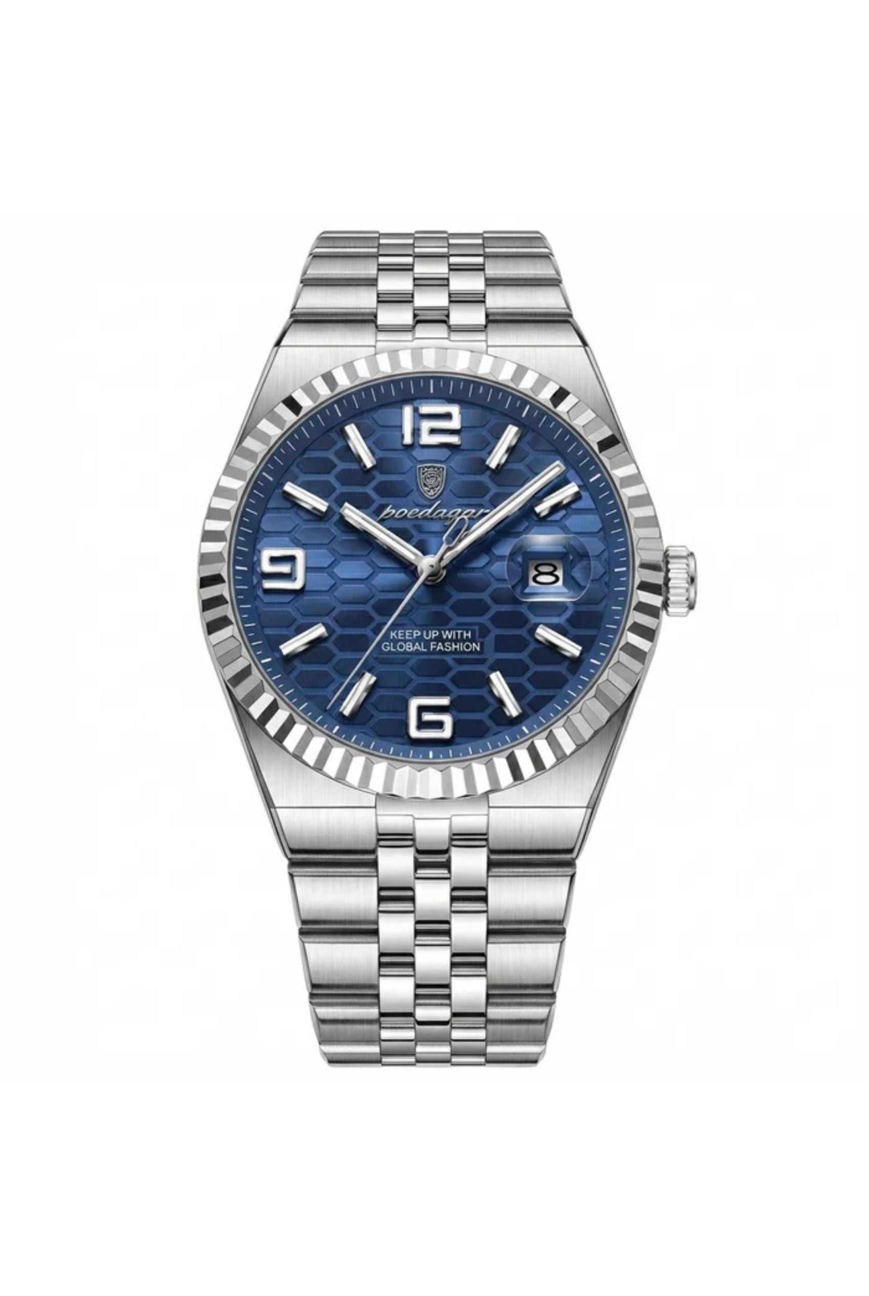 Men's Watch — The Sterling - Silver Strap | Navy Dial | Silver Case - Rully Official